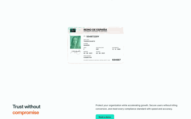 Identity Verification interface