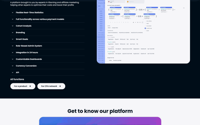 Tracking & Reporting interface