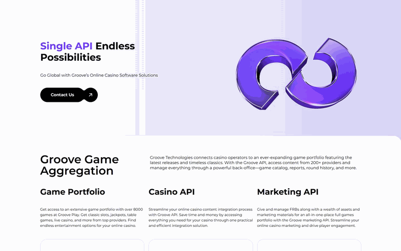 Groove Game Aggregator interface