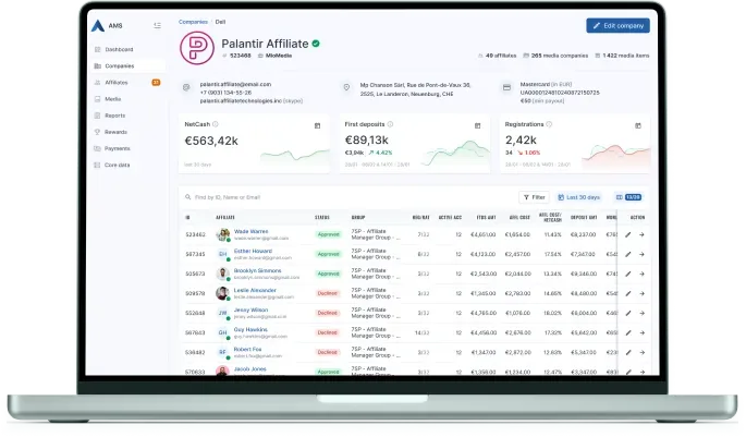 CRM & Marketing interface